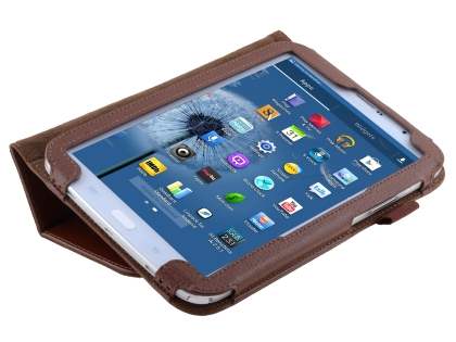 Synthetic Leather Flip Case with Fold-Back Stand for Samsung Galaxy Note 8.0 Tablet - Brown