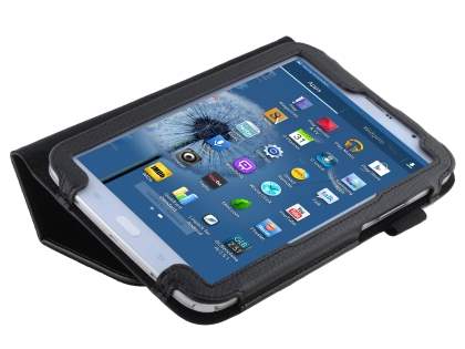 Synthetic Leather Flip Case with Fold-Back Stand for Samsung Galaxy Note 8.0 Tablet - Classic Black