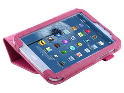 Synthetic Leather Flip Case with Fold-Back Stand for Samsung Galaxy Note 8.0 Tablet - Raspberry
