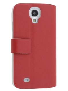 Slim Genuine Leather Portfolio Case for Samsung Galaxy S4 I9500 - Red