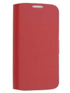 Slim Genuine Leather Portfolio Case for Samsung Galaxy S4 I9500 - Red