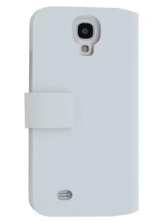 Slim Genuine Leather Portfolio Case for Samsung Galaxy S4 I9500 - Pearl White Leather Wallet Case