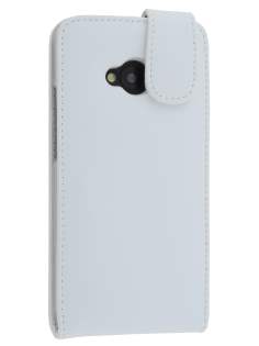 Genuine Leather Flip Case for HTC One M7 801e - Pearl White Leather Flip Case