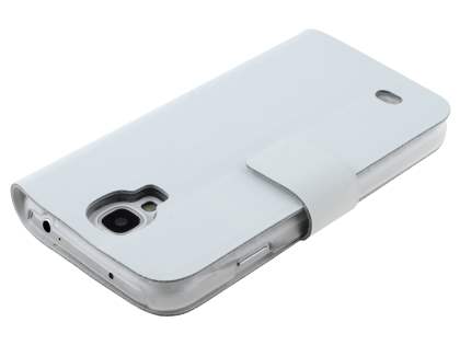 Slim Genuine Leather Portfolio Case for Samsung Galaxy S4 I9500 - Pearl White