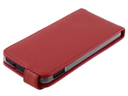 Genuine Leather Flip Case for HTC One M7 801e - Red