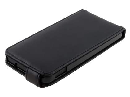 Genuine Leather Flip Case for HTC One M7 801e - Classic Black