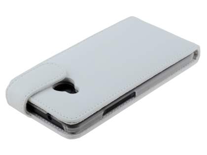 Genuine Leather Flip Case for HTC One M7 801e - Pearl White