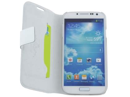 Slim Genuine Leather Portfolio Case for Samsung Galaxy S4 I9500 - Pearl White