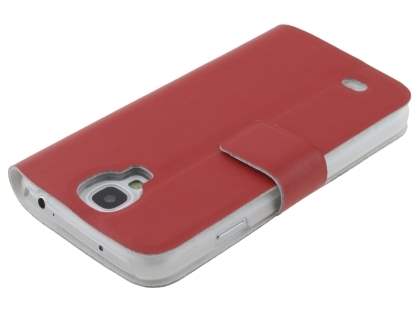 Slim Genuine Leather Portfolio Case for Samsung Galaxy S4 I9500 - Red