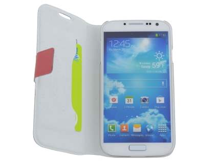 Slim Genuine Leather Portfolio Case for Samsung Galaxy S4 I9500 - Red