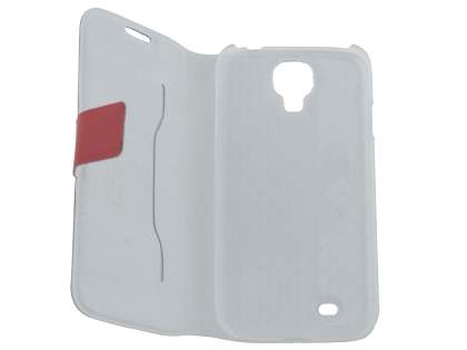 Slim Genuine Leather Portfolio Case for Samsung Galaxy S4 I9500 - Red