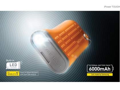 MOMAX iPower Tough Impact & Splash Resistant External Battery Pack with Dual USB Outputs for Samsung - Orange