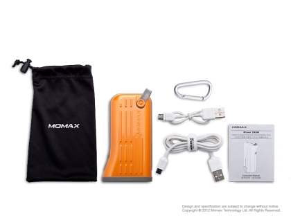 MOMAX iPower Tough Impact & Splash Resistant External Battery Pack with Dual USB Outputs for Samsung - Orange