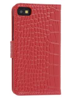TS-CASE crocodile pattern Genuine leather Wallet Case for BlackBerry Z10 - Red
