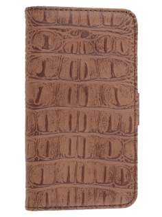 Samsung I9100 Galaxy S2 Synthetic Crocodile Skin leather Wallet Case with Stand - Brown