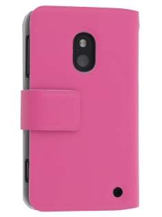 Slim Genuine Leather Portfolio Case for Nokia Lumia 620 - Pink Leather Wallet Case