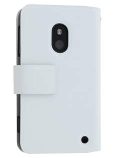 Slim Genuine Leather Portfolio Case for Nokia Lumia 620 - Pearl White Leather Wallet Case