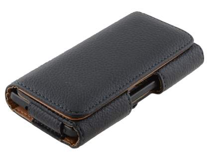 Textured Synthetic Leather Belt Pouch for HTC One M7 801e - Classic Black