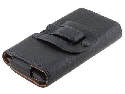 Textured Synthetic Leather Belt Pouch for HTC One M7 801e - Classic Black
