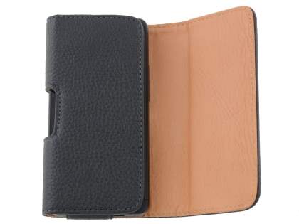 Textured Synthetic Leather Belt Pouch for HTC One M7 801e - Classic Black