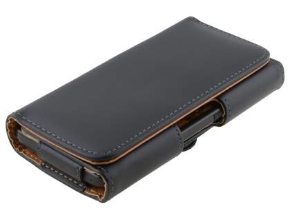 Smooth Synthetic Leather Belt Pouch for HTC One M7 801e - Classic Black