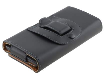 Smooth Synthetic Leather Belt Pouch for HTC One M7 801e - Classic Black