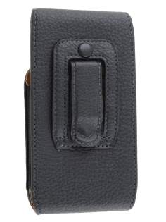 Textured Synthetic Leather Vertical Belt Pouch for HTC One M7 801e - Classic Black
