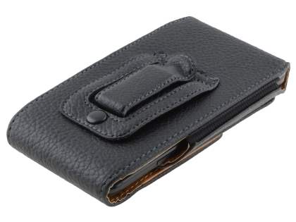 Textured Synthetic Leather Vertical Belt Pouch for HTC One M7 801e - Classic Black