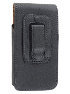 Textured Synthetic Leather Vertical Belt Pouch for HTC One M7 801e - Classic Black