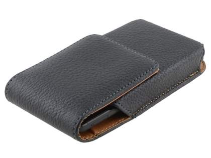 Textured Synthetic Leather Vertical Belt Pouch for HTC One M7 801e - Classic Black