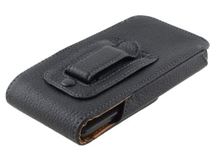 Textured Synthetic Leather Vertical Belt Pouch for HTC One M7 801e - Classic Black