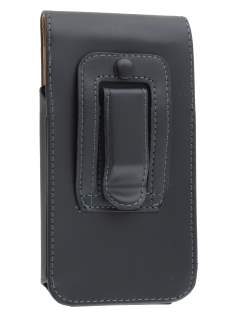 Smooth Synthetic Leather Vertical Belt Pouch for HTC One M7 801e - Classic Black