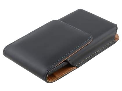 Smooth Synthetic Leather Vertical Belt Pouch for HTC One M7 801e - Classic Black