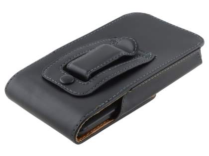Smooth Synthetic Leather Vertical Belt Pouch for HTC One M7 801e - Classic Black