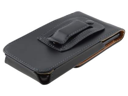 Smooth Synthetic Leather Vertical Belt Pouch for HTC One M7 801e - Classic Black