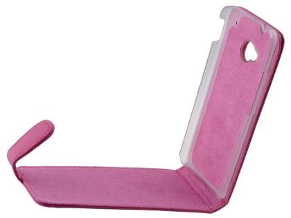 Genuine Leather Flip Case for HTC One M7 801e - Pink