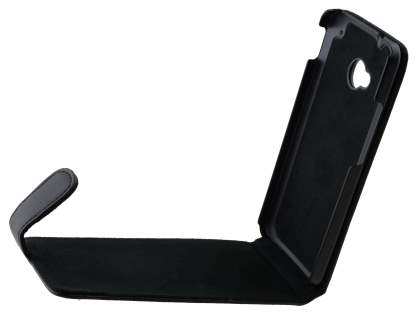 Genuine Leather Flip Case for HTC One M7 801e - Classic Black