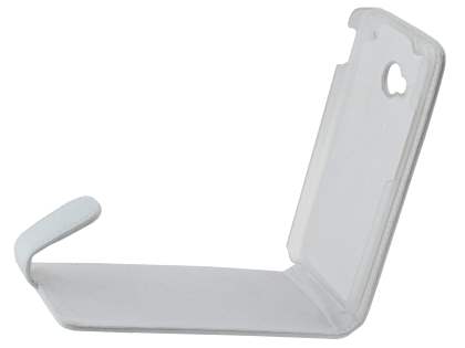 Genuine Leather Flip Case for HTC One M7 801e - Pearl White