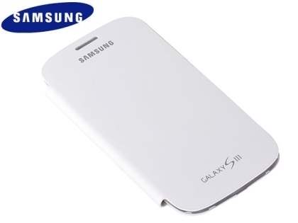 Genuine Samsung Flip Cover for Samsung I9300 Galaxy S3 - Marble White Leather Wallet Case