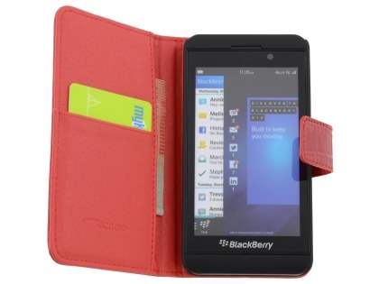 TS-CASE crocodile pattern Genuine leather Wallet Case for BlackBerry Z10 - Red