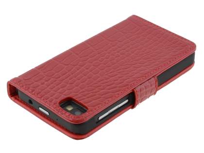 TS-CASE crocodile pattern Genuine leather Wallet Case for BlackBerry Z10 - Red