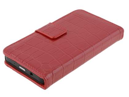 TS-CASE crocodile pattern Genuine leather Wallet Case for BlackBerry Z10 - Red