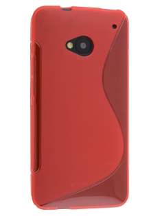 Wave Case for HTC One M7 - Frosted Red/Red Soft Cover