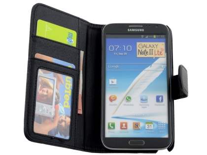 Premium Synthetic Leather Flip Case with Stand for Samsung Galaxy Note II N7100 - Black