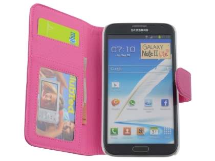Premium Synthetic Leather Flip Case with Stand for Samsung Galaxy Note II N7100 - Pink