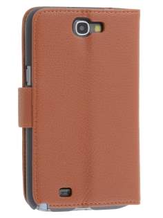 Premium Synthetic Leather Flip Case with Stand for Samsung Galaxy Note II N7100 - Brown