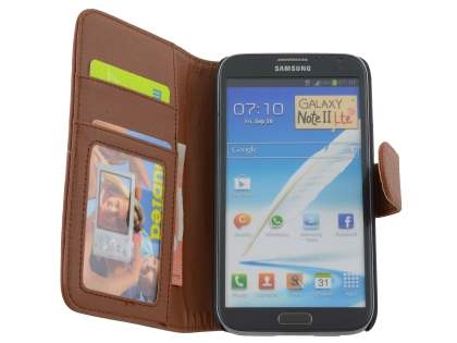 Premium Synthetic Leather Flip Case with Stand for Samsung Galaxy Note II N7100 - Brown