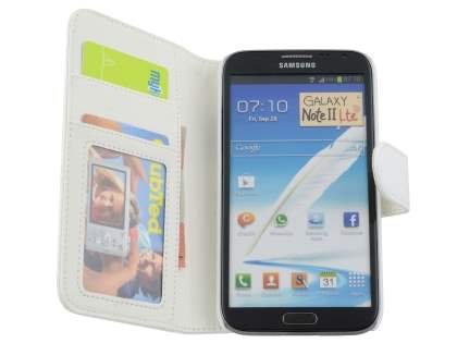Premium Synthetic Leather Flip Case with Stand for Samsung Galaxy Note II N7100 - White