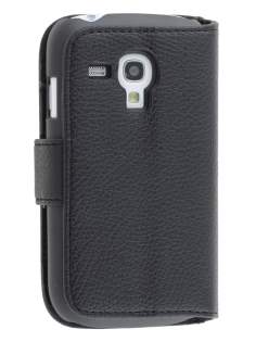 Synthetic Leather Wallet Case with Stand for Samsung I8190 Galaxy S3 mini - Black Leather Wallet Case