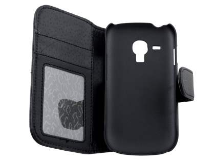 Synthetic Leather Wallet Case with Stand for Samsung I8190 Galaxy S3 mini - Black